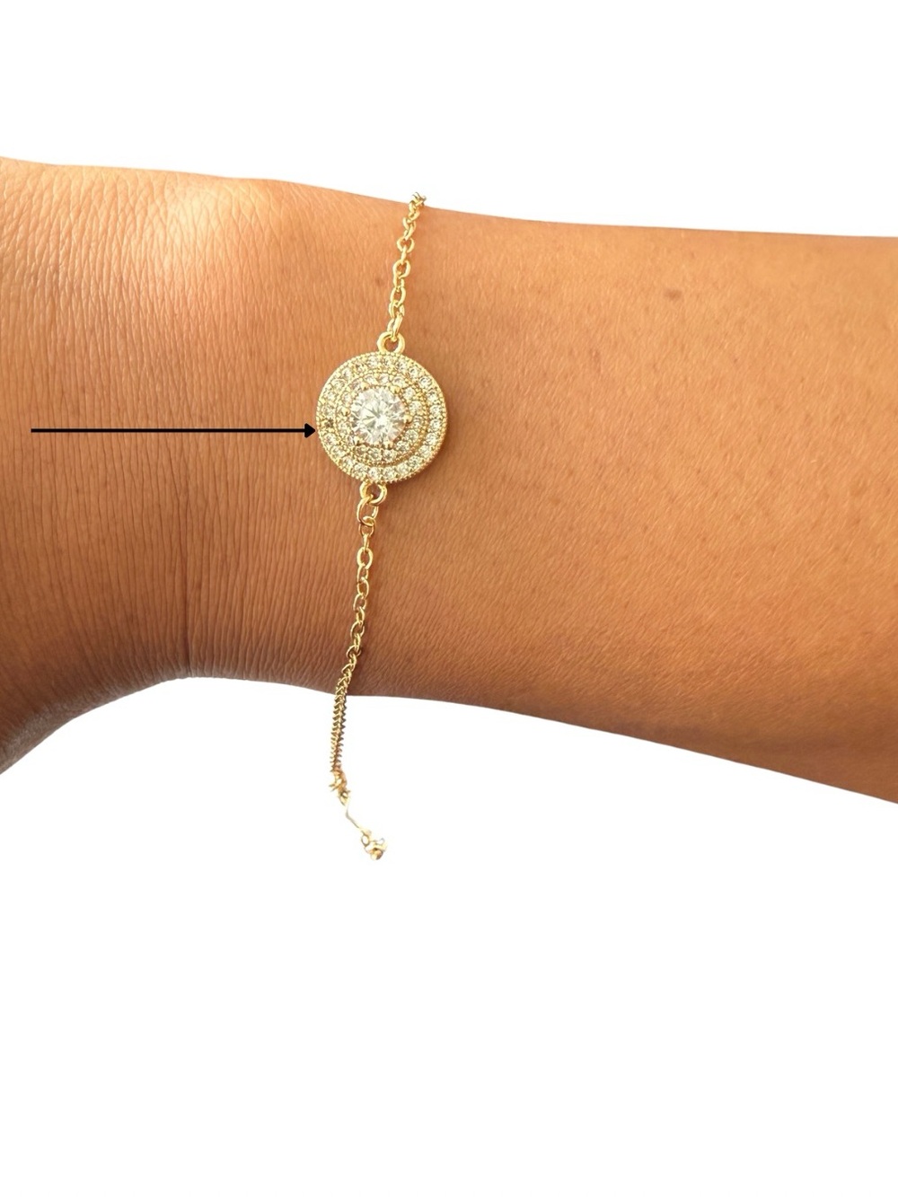 14K Gold Plated Premium CZ Double Halo Bracelet | Adjustable | New with Flaw